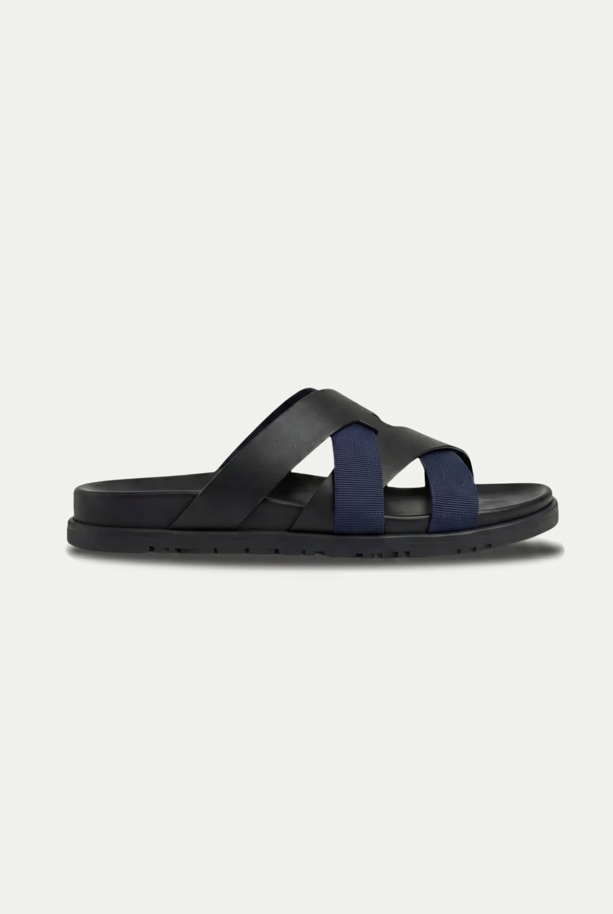 Sandalette en cuir Amalfi noire et bleu marine