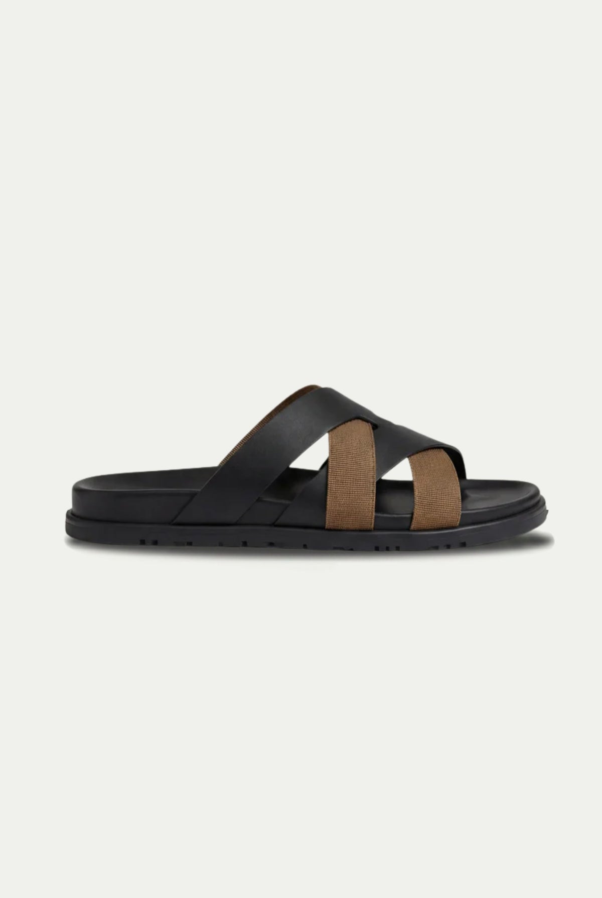 Sandalette en cuir Amalfi noire et beige