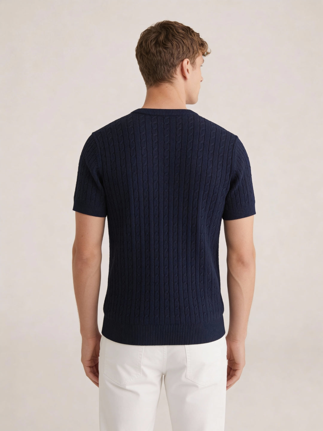 Nerano Cable Knit T-Shirt Navy