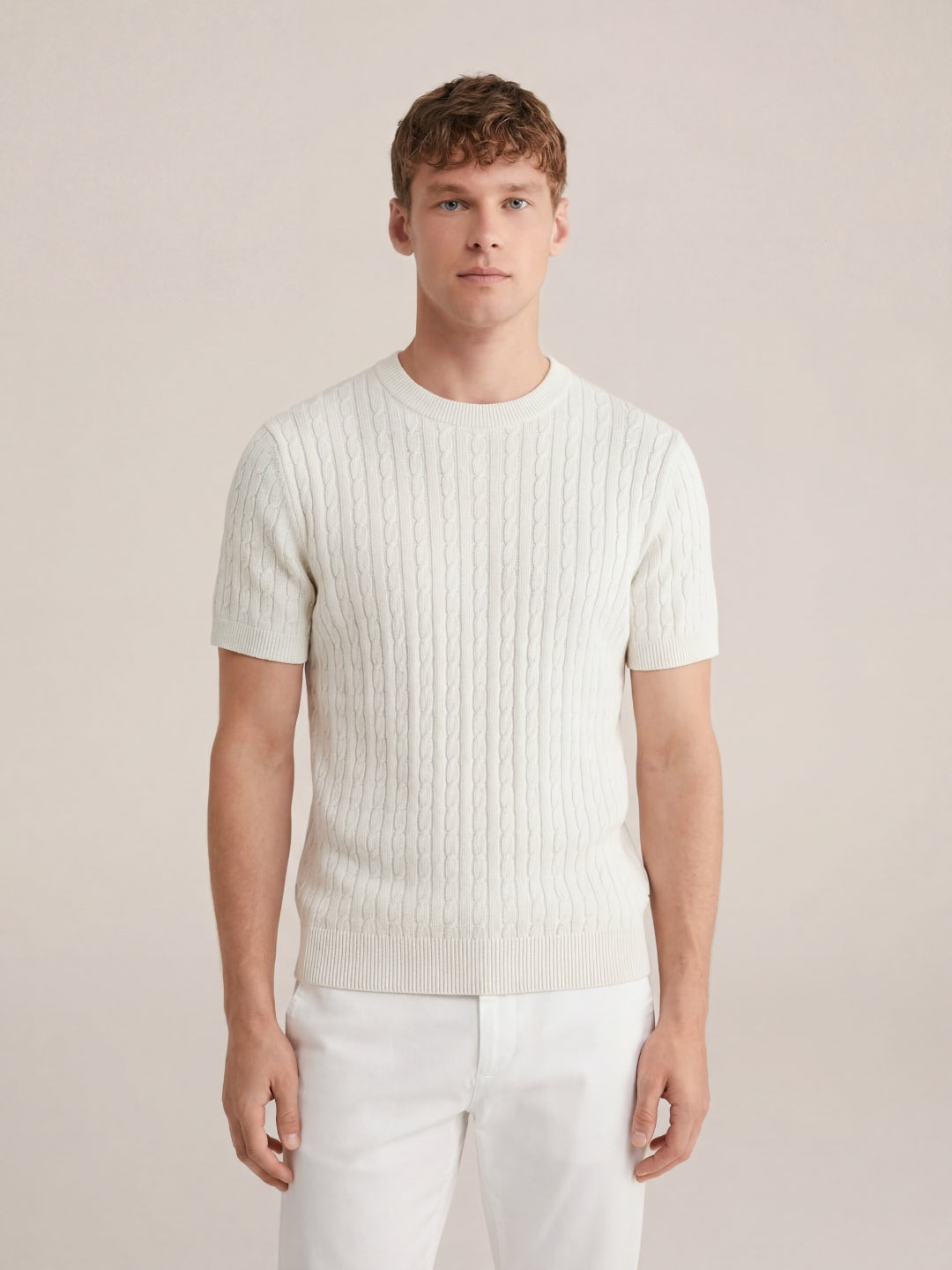 Nerano Cable Knit T-Shirt White
