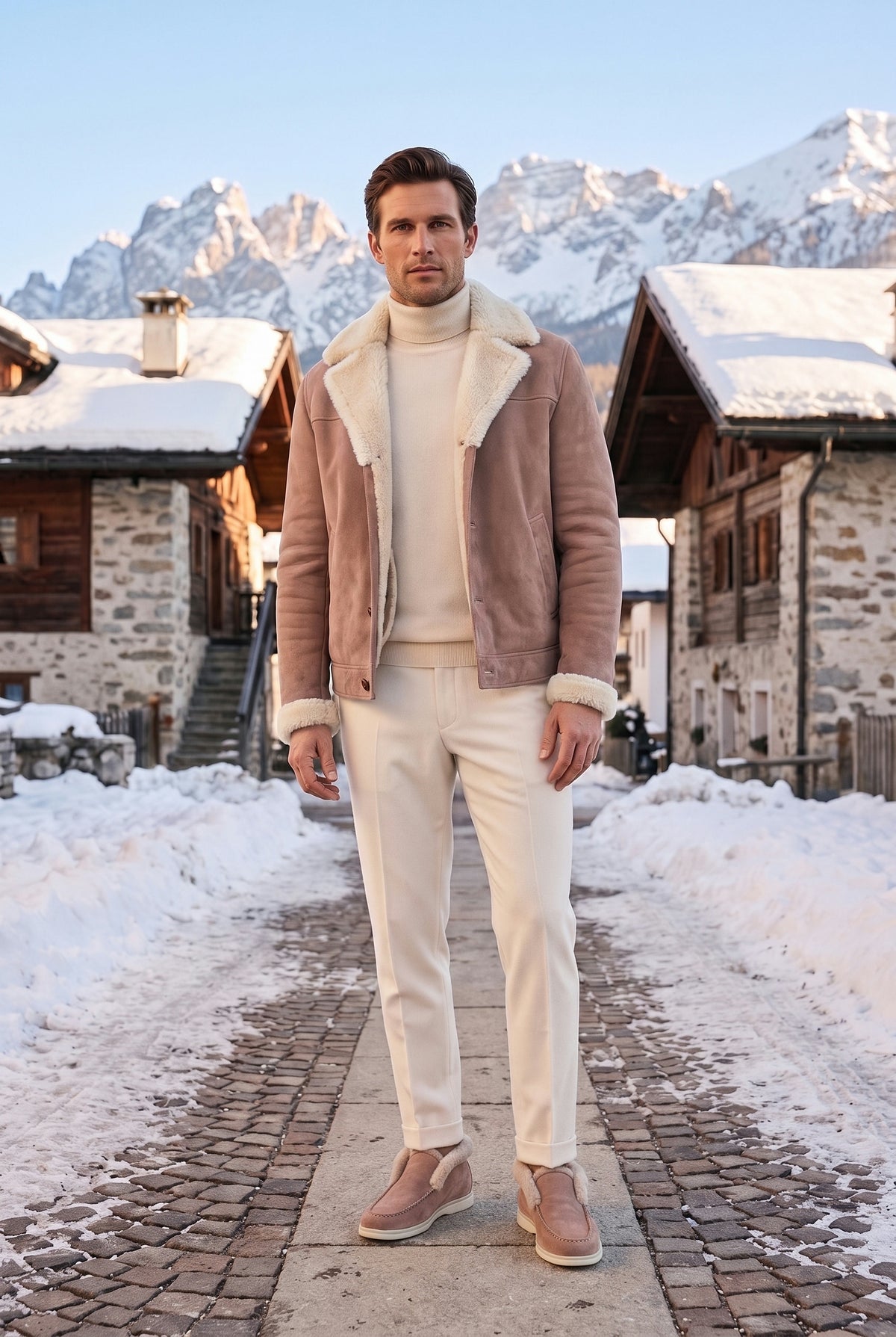 Rose Taupe Cortina Shearling Loafer