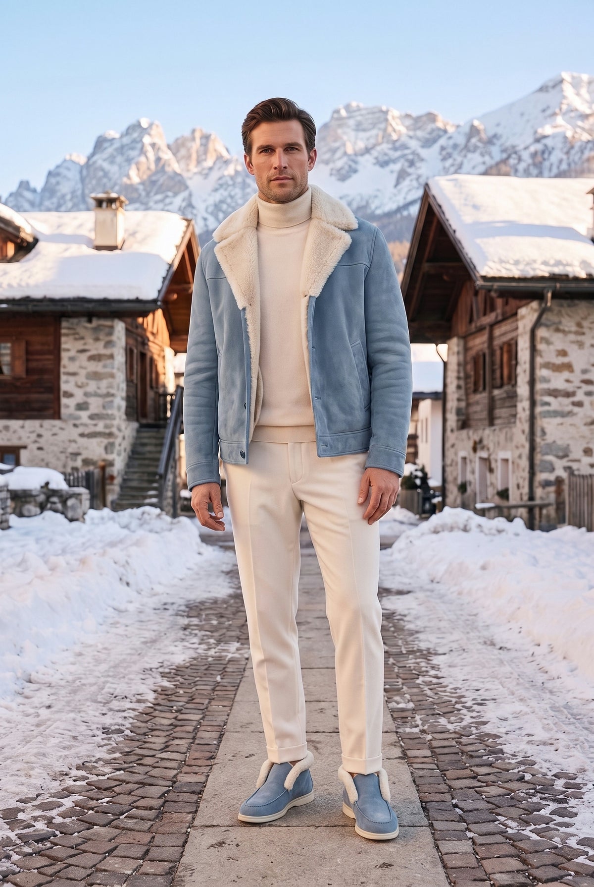 Sky Blue Cortina Shearling Loafer
