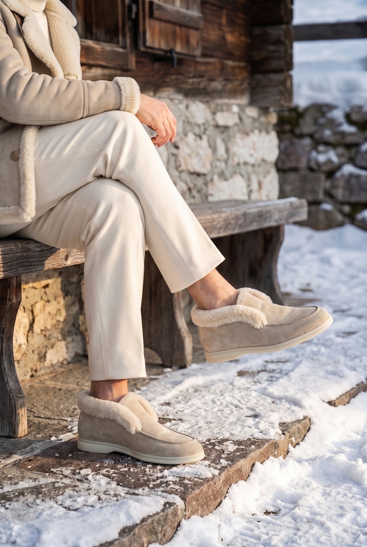 Stone Cortina Shearling Loafer