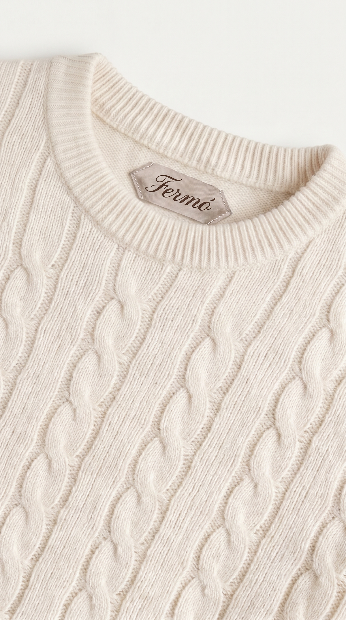 Suéter de gola redonda de cashmere Como bege