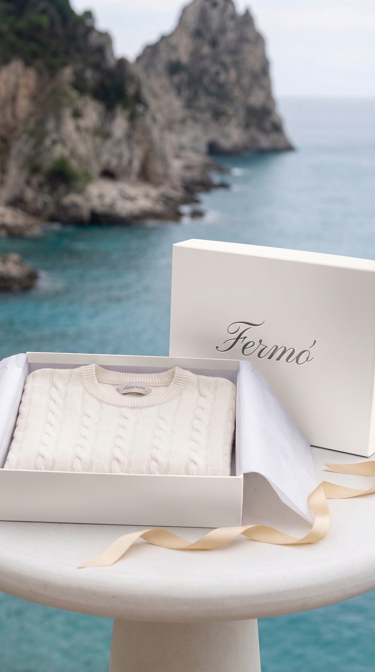 Suéter de gola redonda de cashmere Como bege
