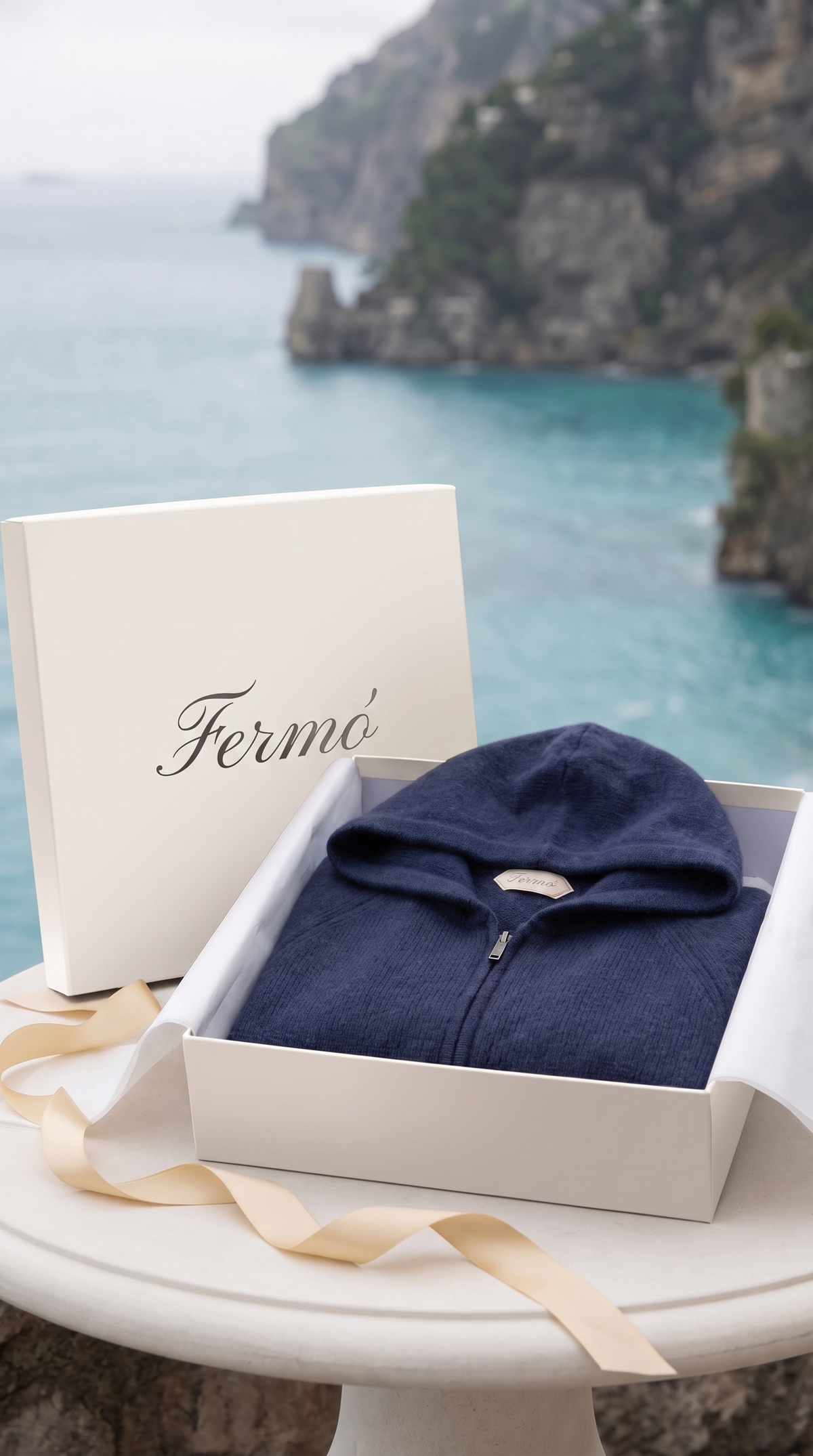 Cortina Kaschmir-Reißverschluss-Hoodie Blau