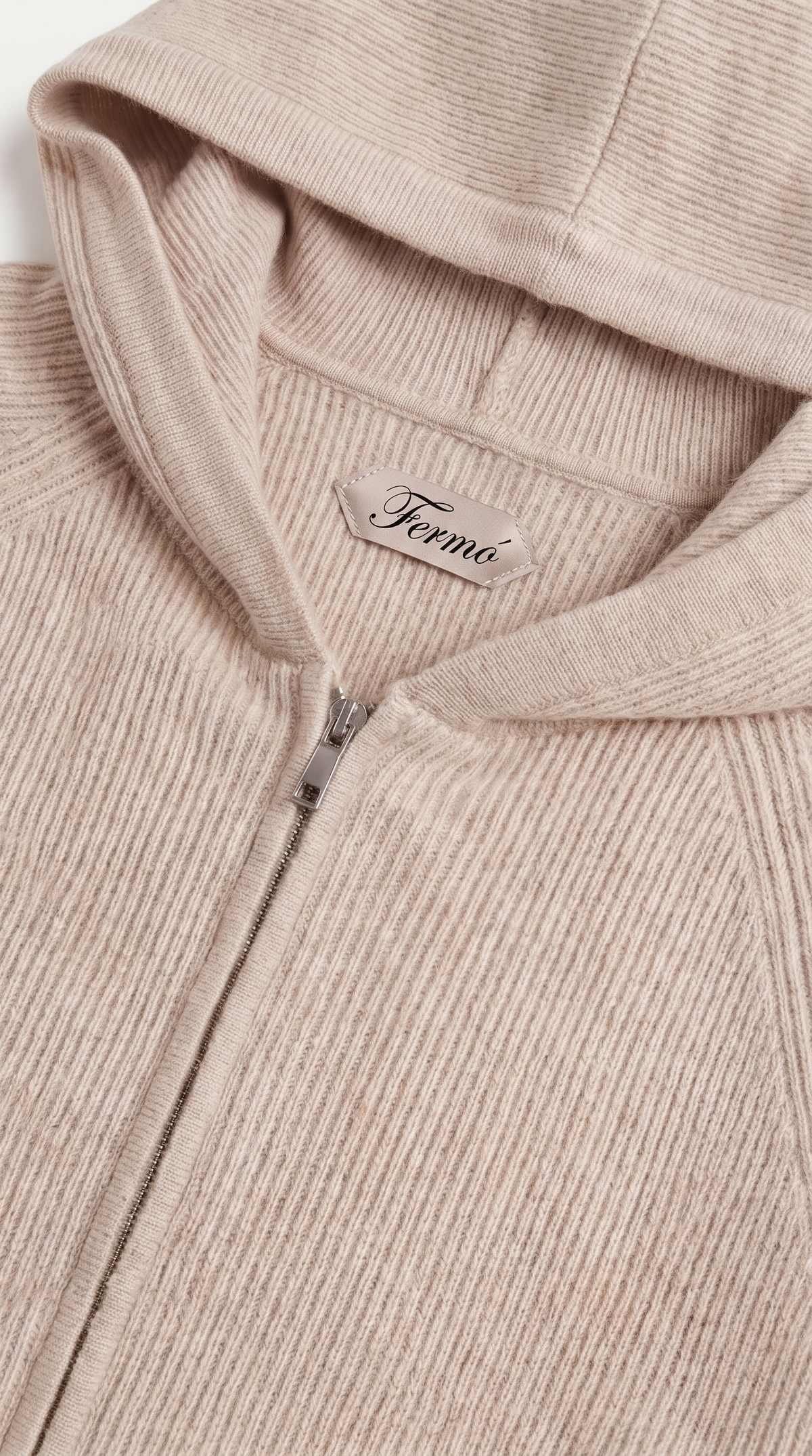 Cortina Cashmere Zip Hoodie Beige