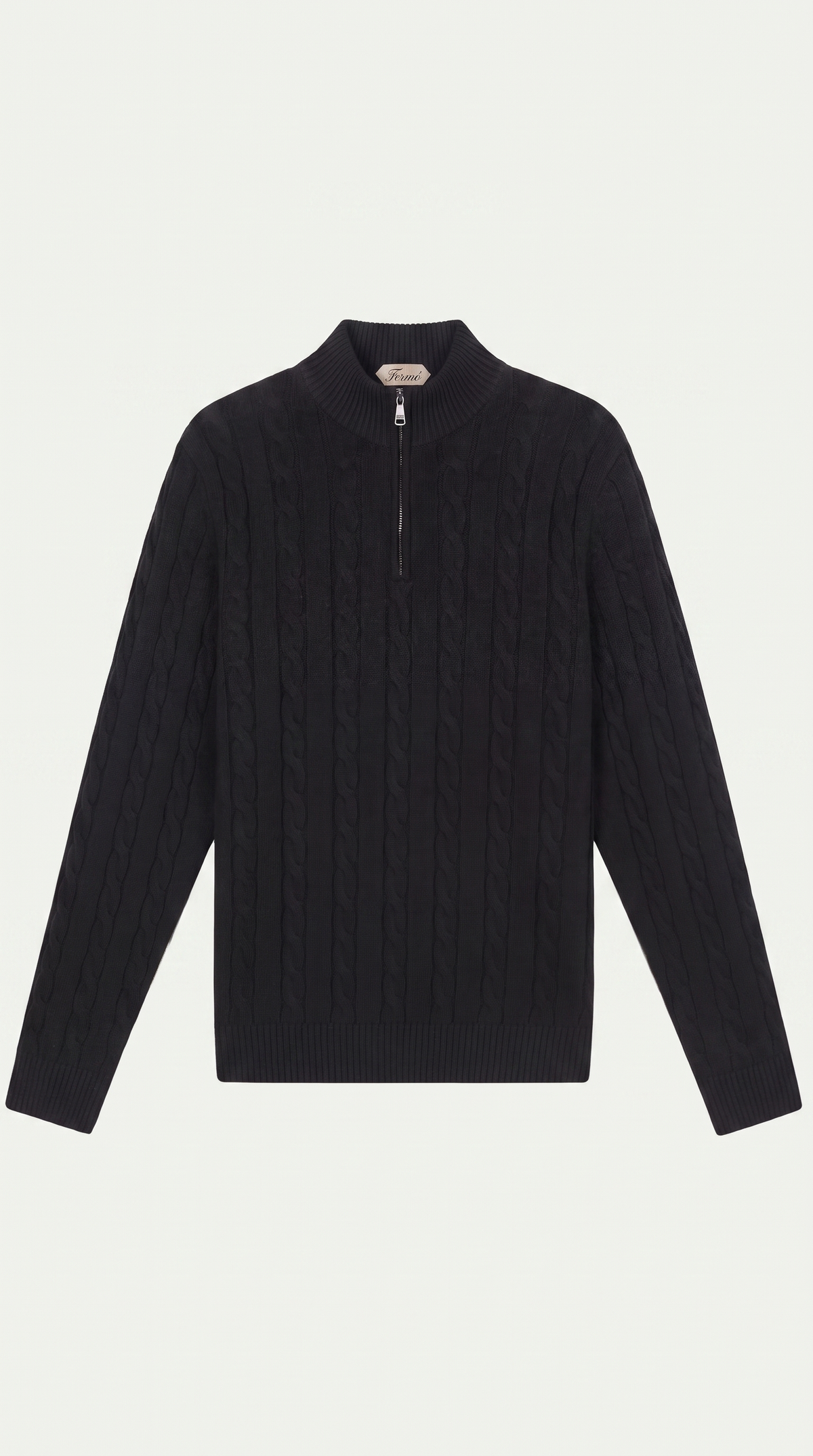 Como-Kaschmirpullover mit Viertelreißverschluss Schwarz