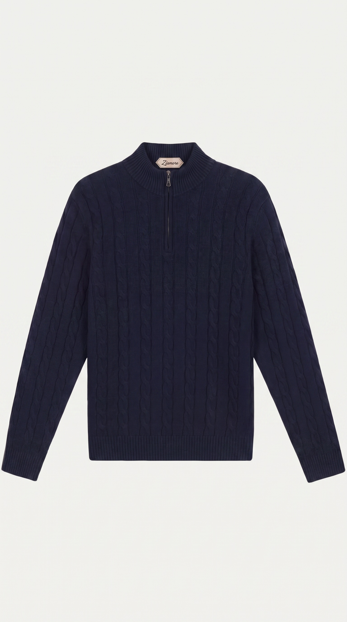 Como-Kaschmirpullover mit Viertelreißverschluss Marineblau