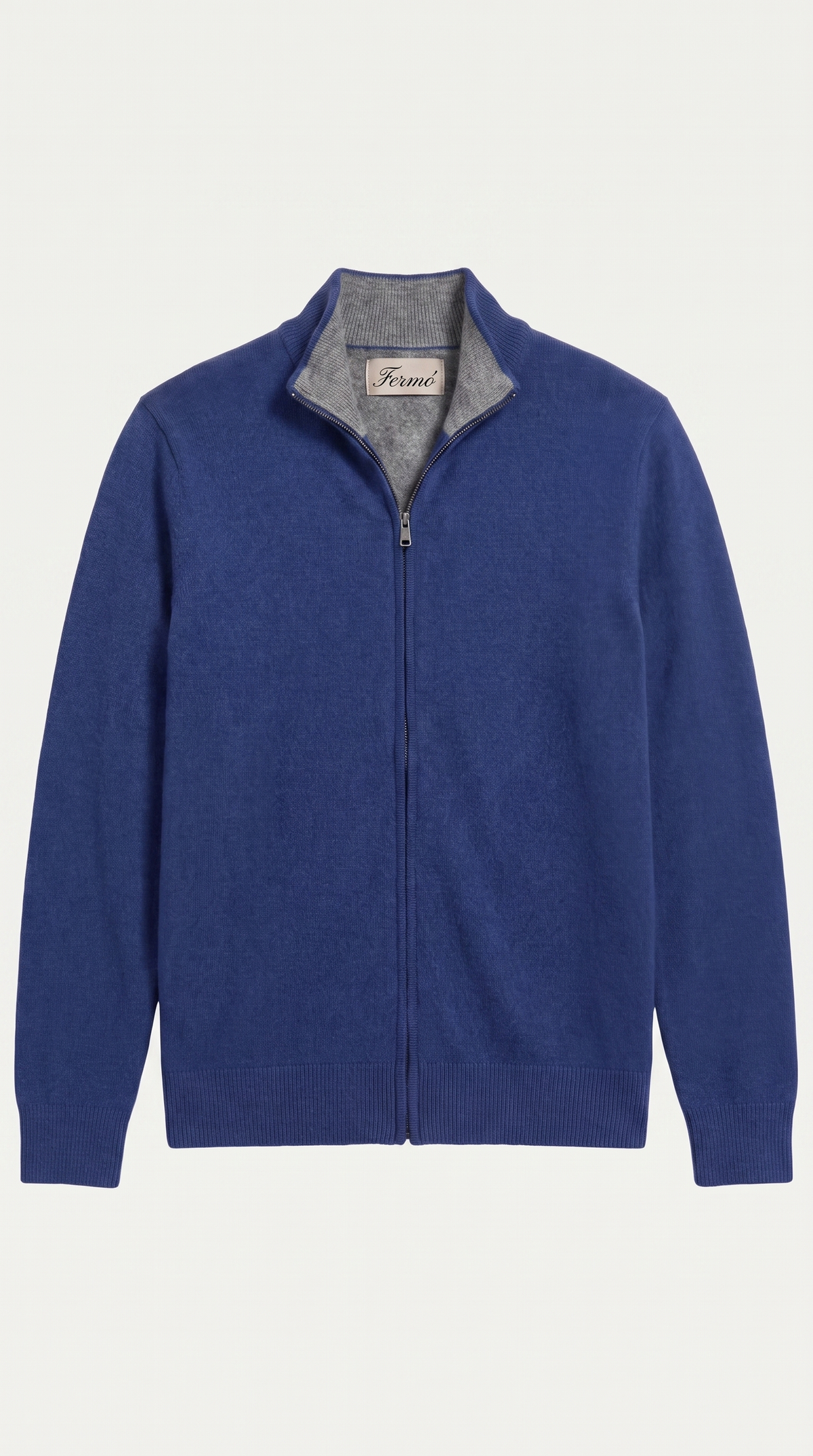 Maglia in cashmere Sorrento con zip integrale blu