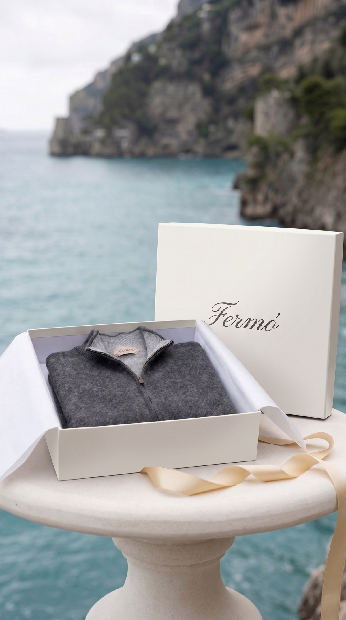 Sorrento Cashmere Full-Zip Knit Black