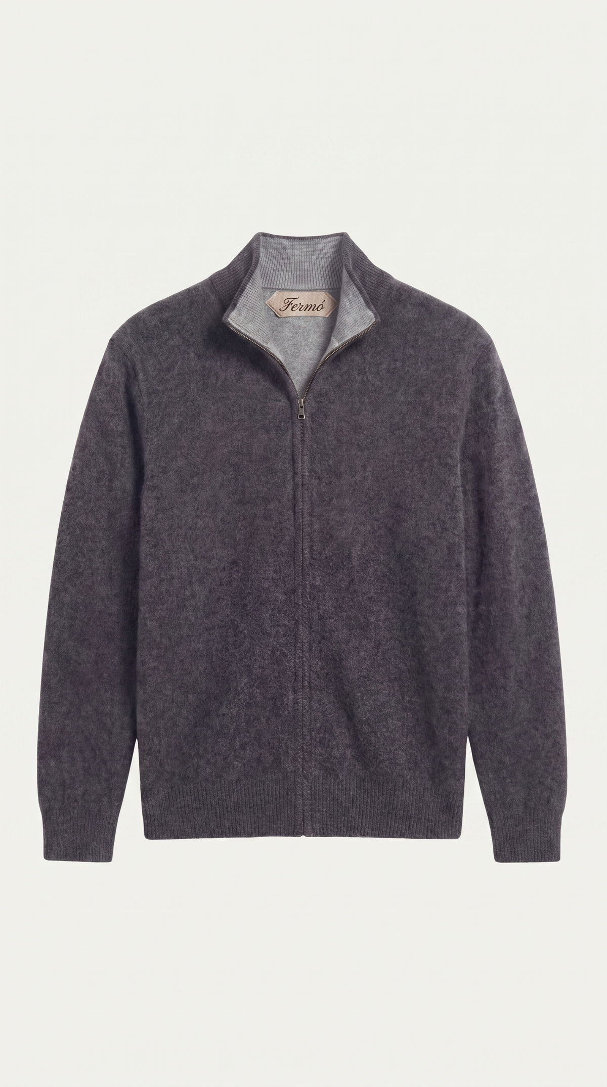Maglia in cashmere Sorrento con zip integrale nera