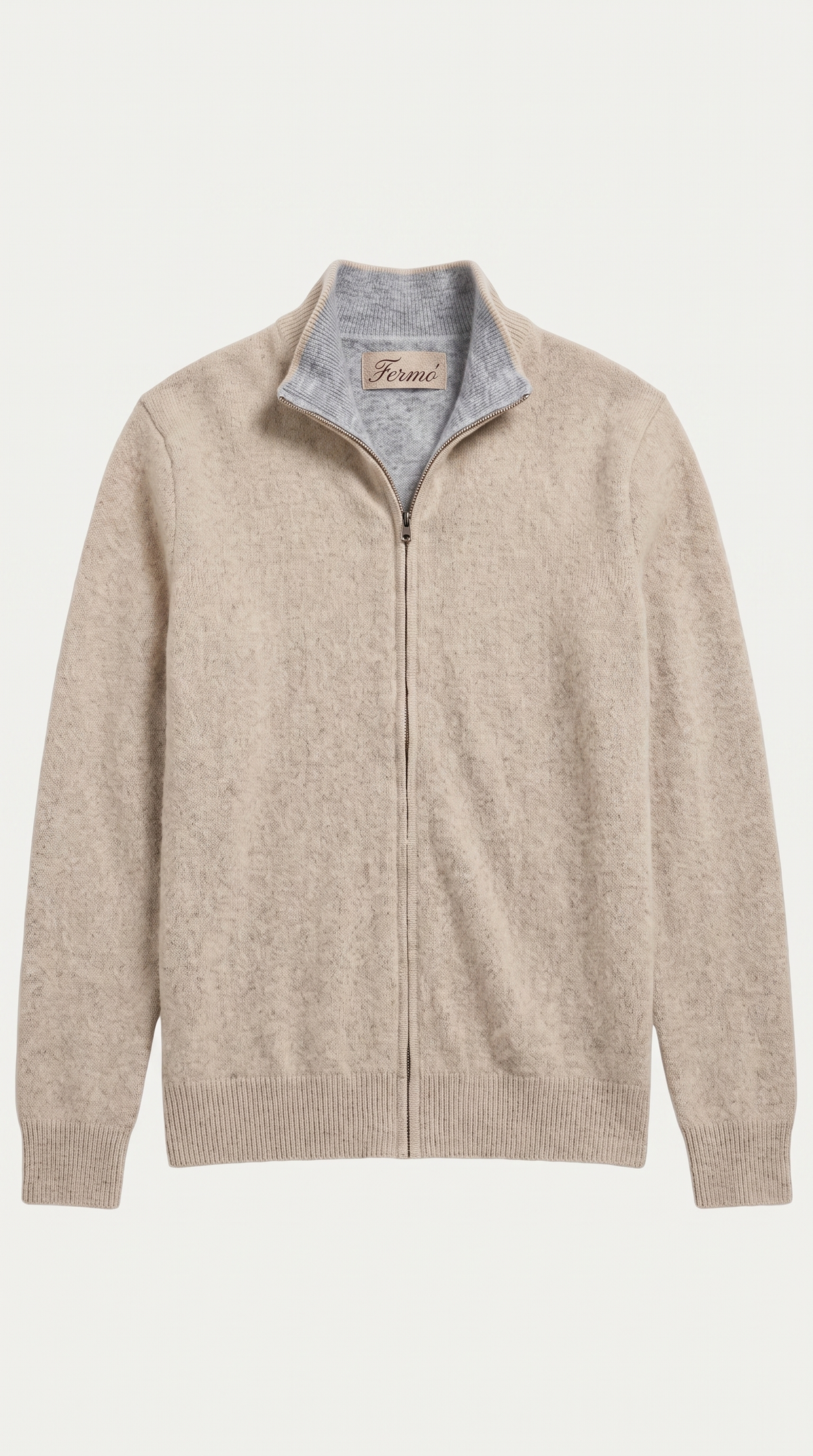 Maglia in cashmere Sorrento con zip integrale beige