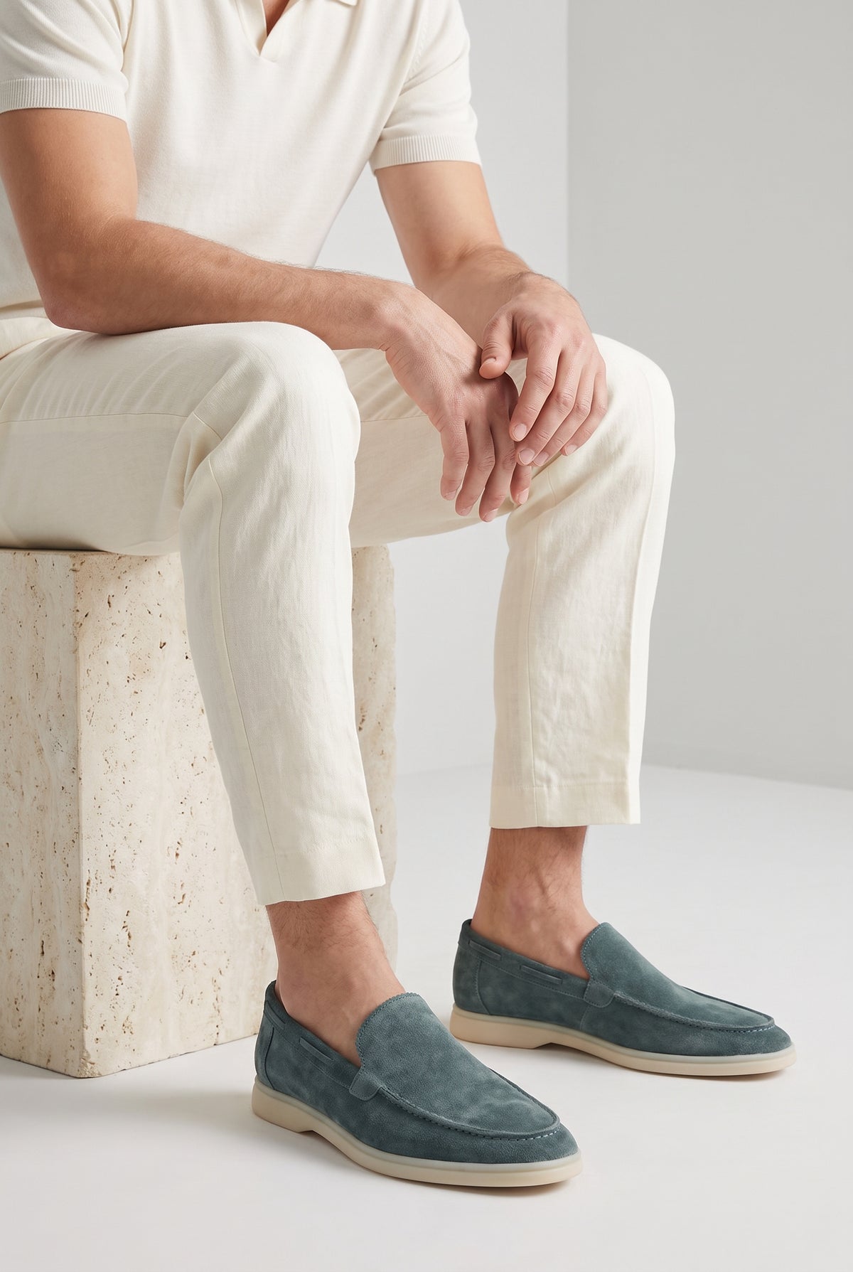 Petrol Yacht Loafer - worn, seated