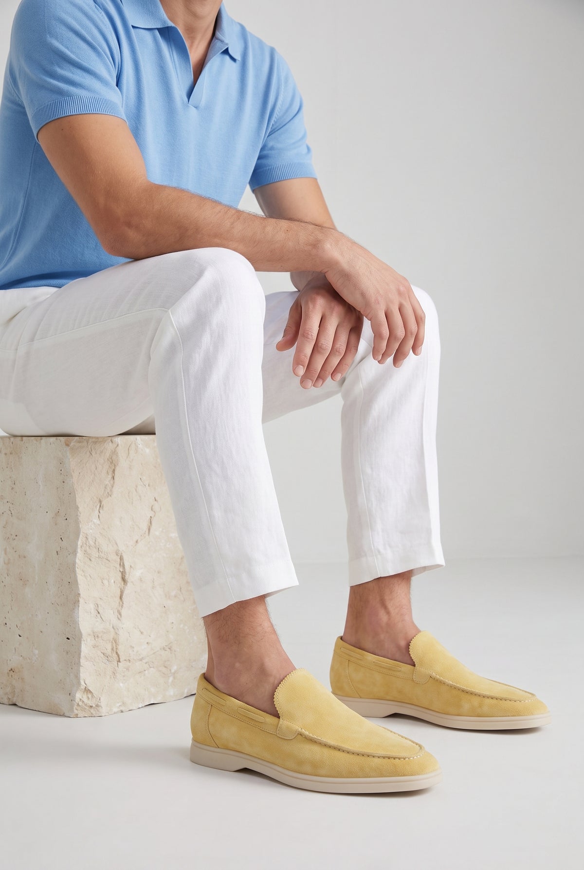 Yellow Yacht Loafer - worn, seated